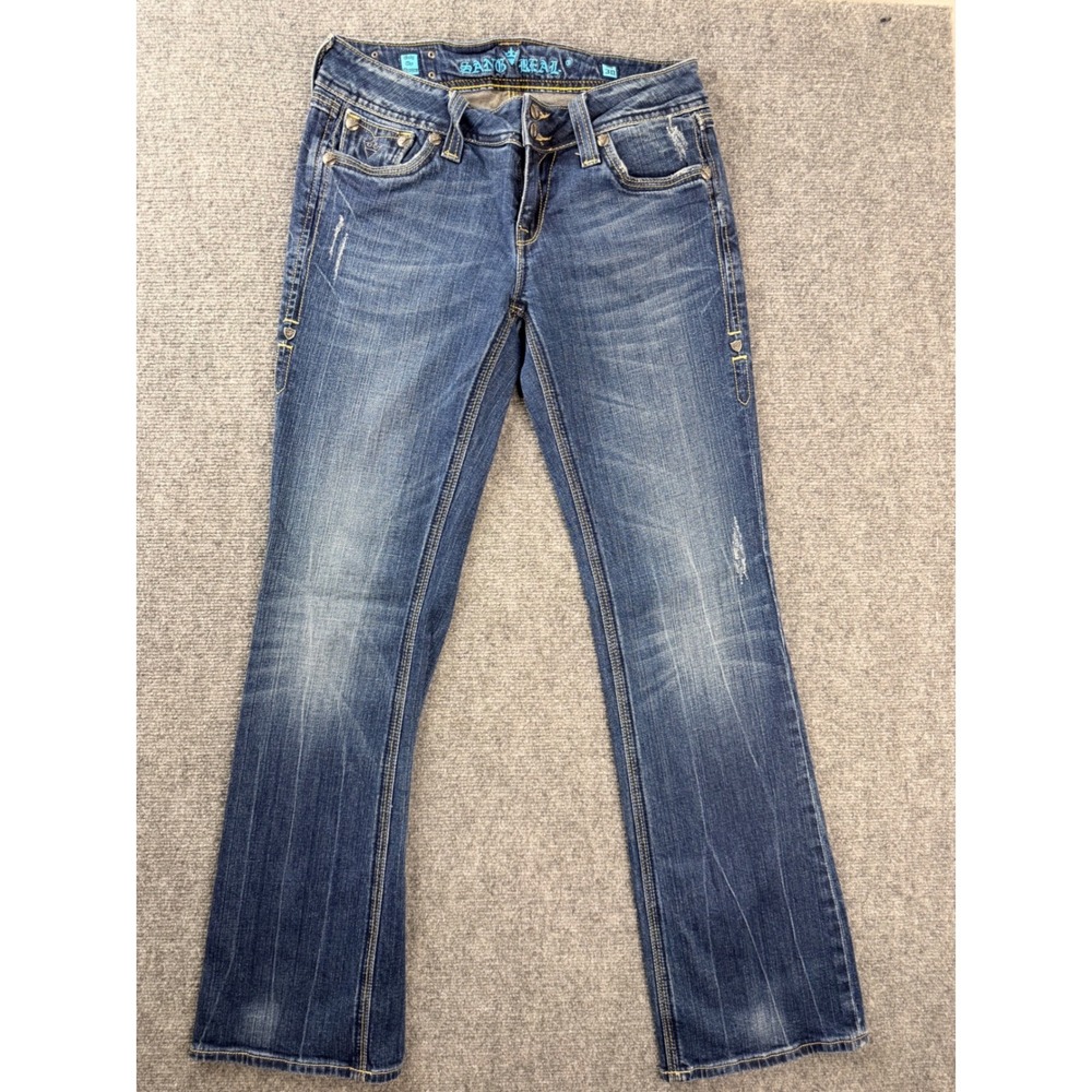 Sang Real Womens Size 30 Jeans Dark Wash Bootcut Distressed Y2K Denim SJP7125L